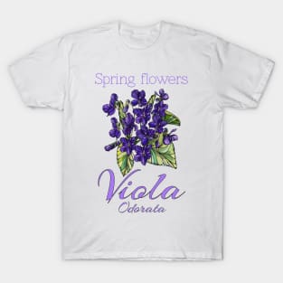 Viola-Vintage Viola -Spring Flowers Viola Odorata T-Shirt